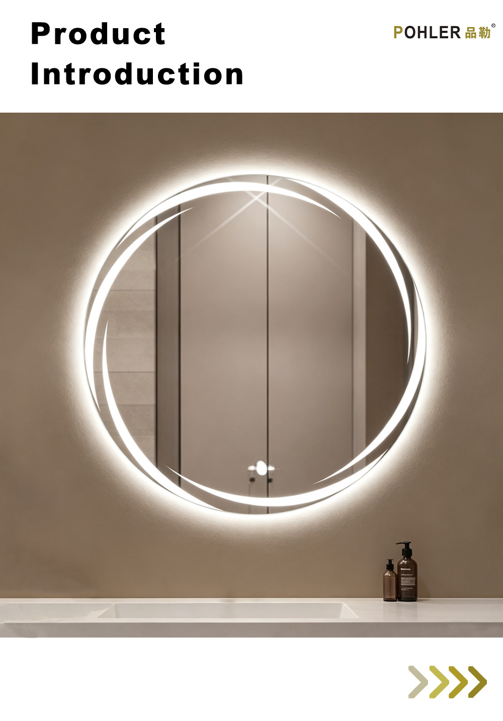 D033 Круглое светодиодное зеркало с двойной петлей X D033 Double Loop Round LED Mirror X