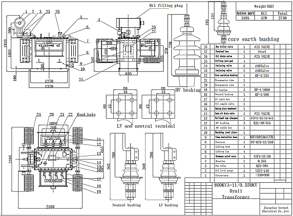 800kva transformer drawing