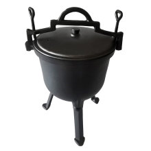 10L Camping Cast Iron Pressure Cooker: Three Legs, Caldron Potjie Pot, Dutch Oven