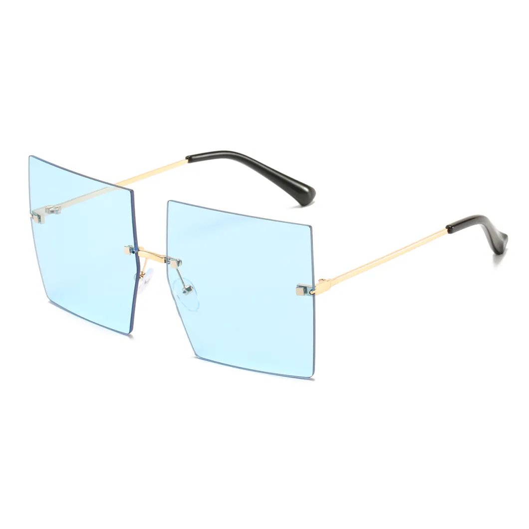 2020 No MOQ Square Metal Big Lens Fashion Sunglasses