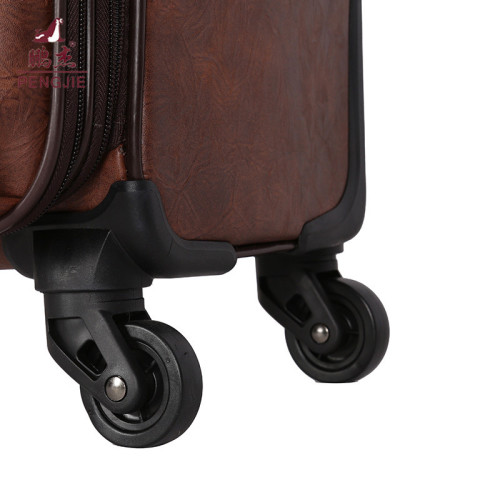 High quality soft PU leather trolley luggage