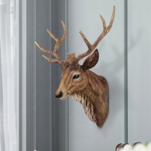 Custom fiberglass sculpture resin wall mounted animal deer elk head statue