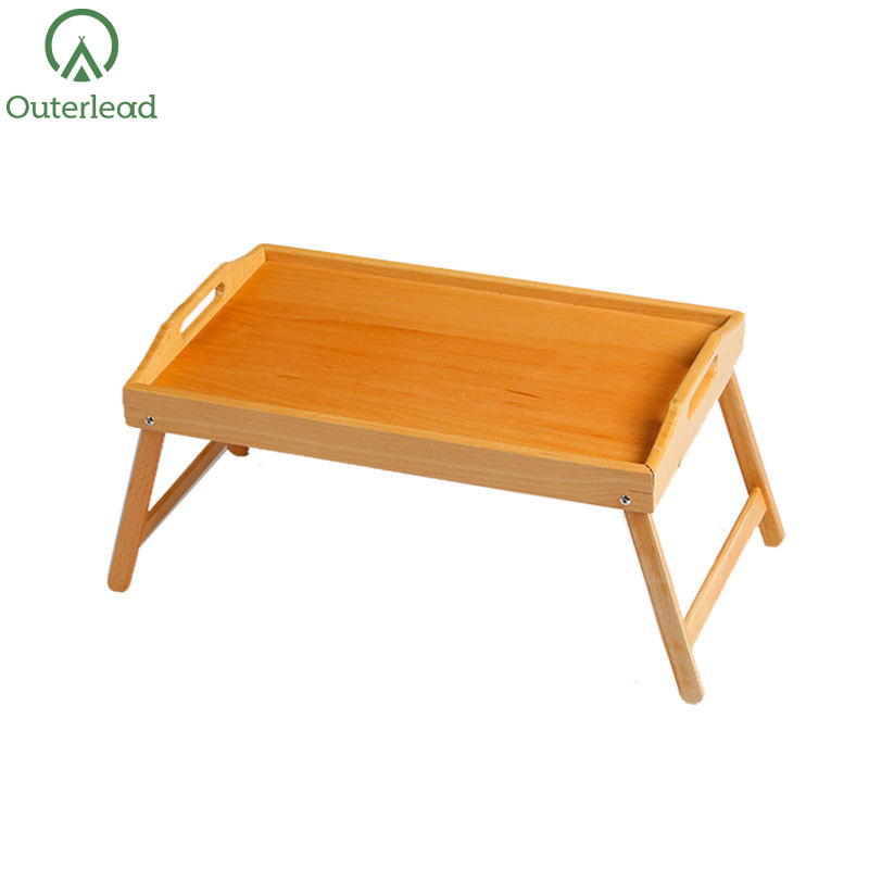 Portable Beech Solid Wooden Folding Tray for Picnic