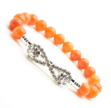 Red Aventurine Gemstone Bracelet with Diamante Piece