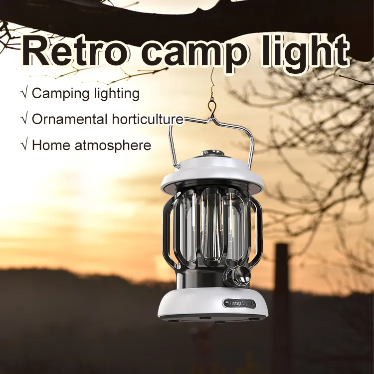 Vintage-Inspired LED Lantern for Camping and Outdoor Safety
