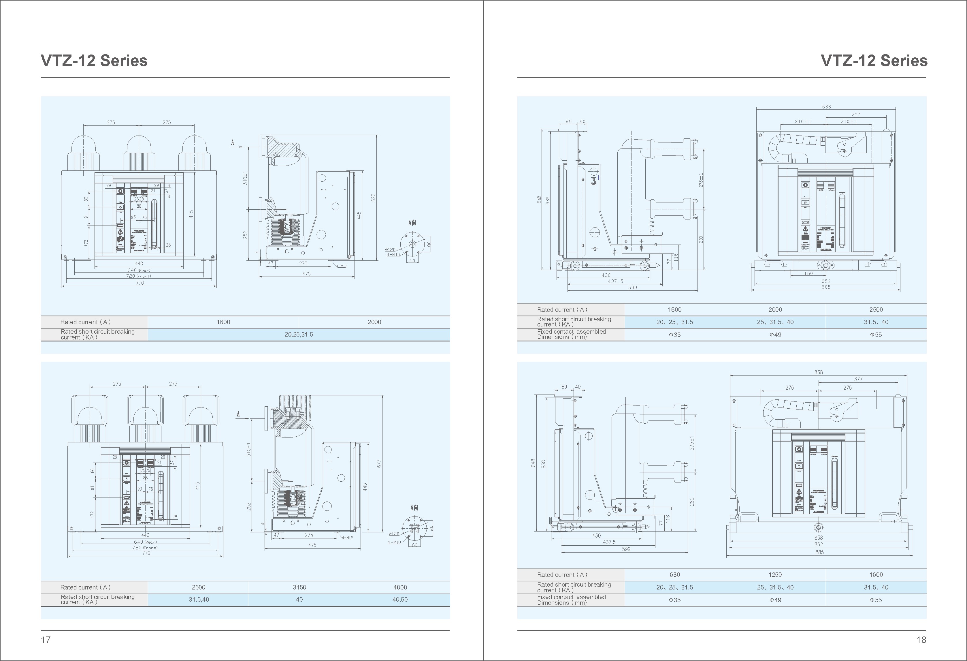 Embedded poles VCB Outline Drawing