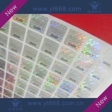 hologram sticker with black numbers