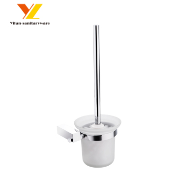 Wall-Mounted Cleaning Brush Set with Chrome Toilet Brush Holder