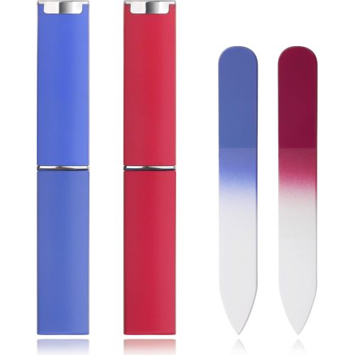 2 Pack Mini Glass Nail File with Case