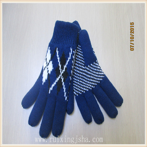 men winter jacquard knitted gloves 