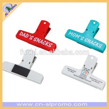 4 inch Plastic Keep it Clip For Stationary Paper And Bag With Custom Logo and Magnet Back