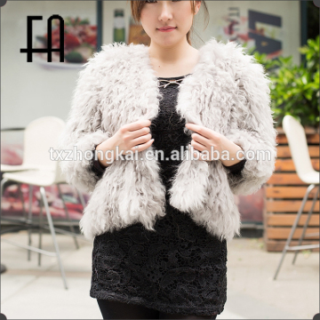 Factory price wholesale fashion lady's lamb knit fur jacket /lamb fur jacket