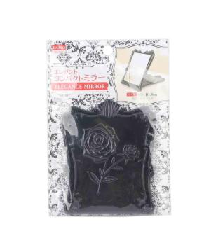 ELEGANT BLACK ROSE PATTERN CLAMSHELL MIRROR