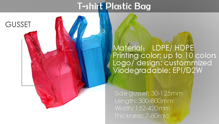 Bolsas de plastico para camisetas sistema de apertura facil plegable para compras