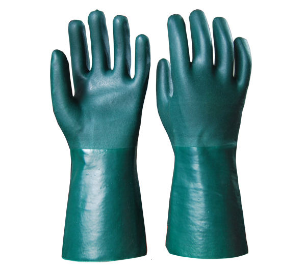 Luvas revestidas de pvc verde 35cm