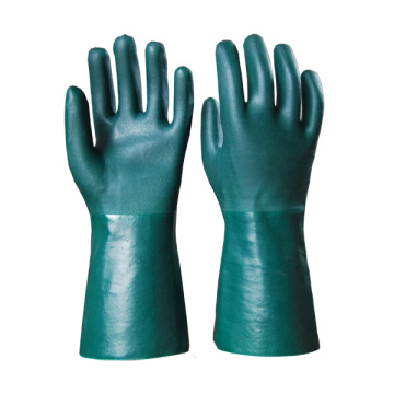 Cáscara de algodón PVC 35 Guantes de trabajo anti-ácido y aceite totalmente recubiertos