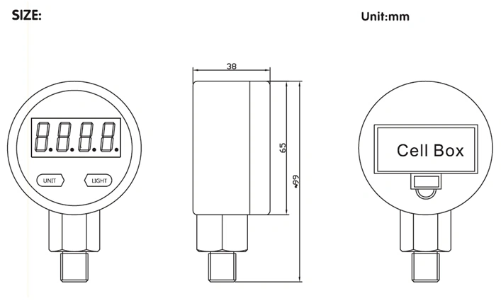 Intelligent Digital Pressure Gauge for Air & Liquid Pressure Gauge PCM560