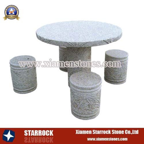 Carved Stone Table and Bench (SRS-ST-003)