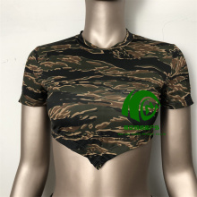 High-Waisted Camo Print Bikini Set with Shorts for Women