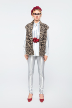 Women Leopard Print Fleece Vest