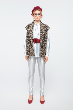 Women Leopard Print Fleece Vest