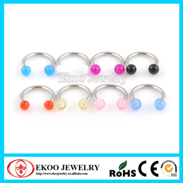 316L Surgical Steel Horseshoe with UV Balls Horseshoe Lip Rings
