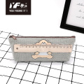 Custom bear pattern ruler cute canvas pencil case