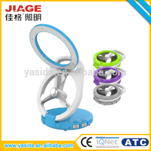 OEM service foldable rechargeable led reading lamp with fan