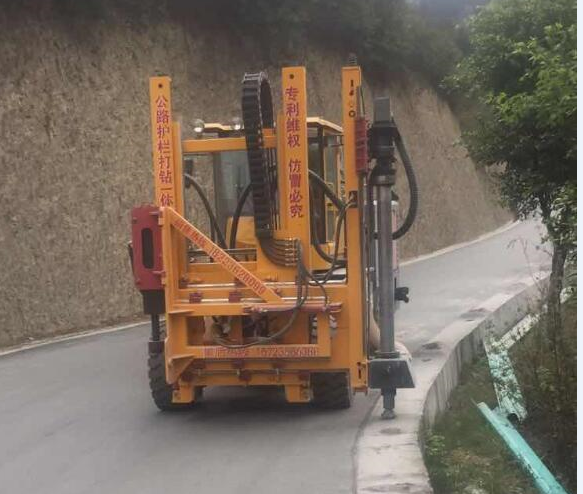 Highway Guardrail construction pile driver