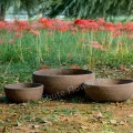 Pequeño tazón de jardín marrón Planta de vidrio vitrocerámica Potes de terracota