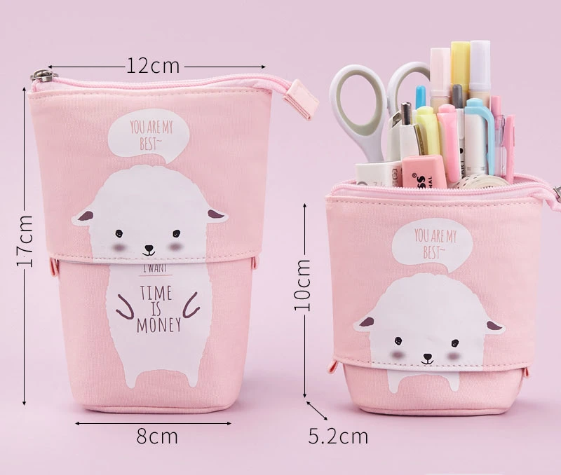 Canvas Large Fashion Pen Orgazizer Pouch Handheld Student Stationery PAL Pencil Case Pen Holder Bag