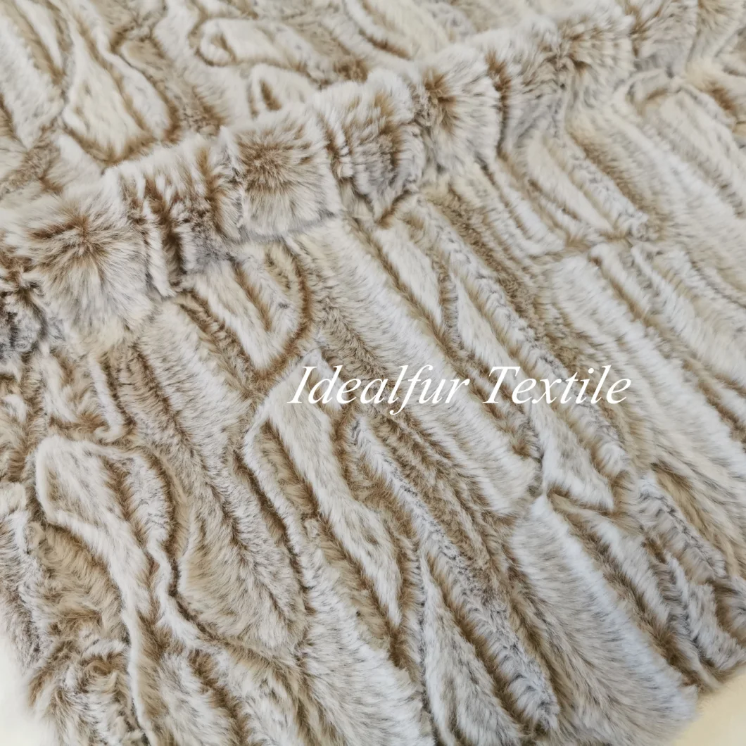 Embossed Rabbit Faux Fur Fake Fabric for Garments