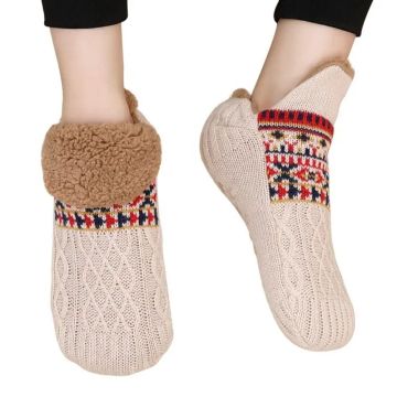 Warmmer Cable Knitted Plush Gripper Socks