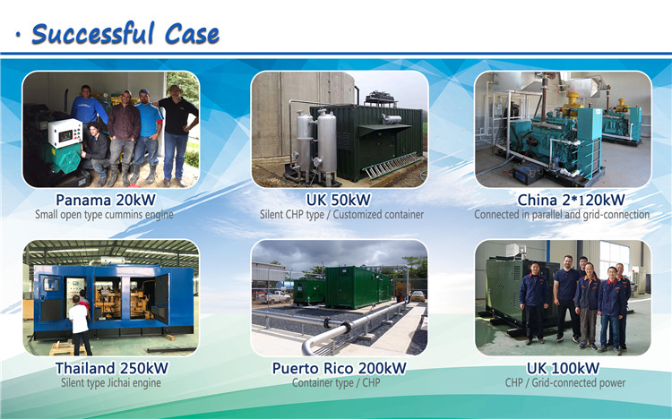 CE ISO open 100kw 125kva biogas generator with cummins main grid