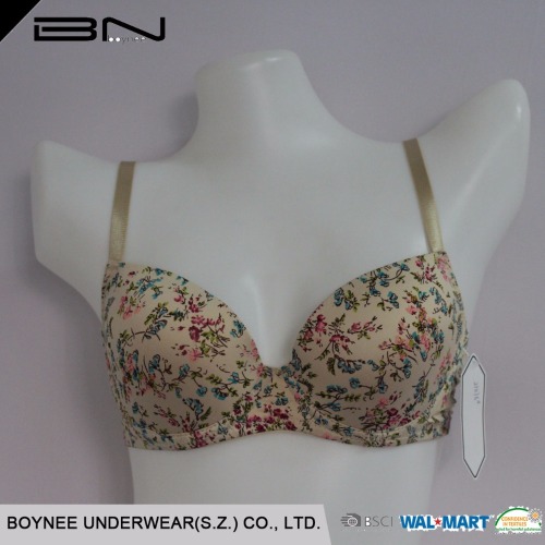 Young ladies floral printed underwire seamless bra