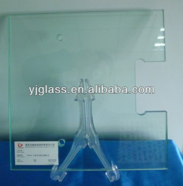 12mm clear toughened glass with notch and hole
