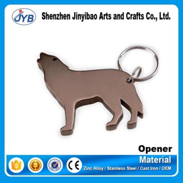 Wholesale cheap custom aluminum metal wolf dog shape bottle opener keychain for promotion