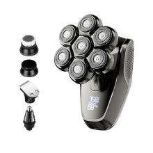 USB Cordless High-Power Electric Shaver Kit - Men's Low-Noise Rotary Shaver with Rechargeable Battery