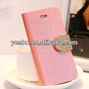 silk pattern leather case for iphone 4g 5g with drill