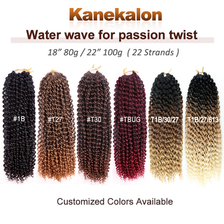 Julianna passion twit pink blue cheuveux long 18inch pre bohemian ombre extensions water wave crochet braid passion twist hair