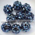 Perline rotonde di strass in resina solida blu scuro di modo di vendita superiore 10 * 12MM gioielli