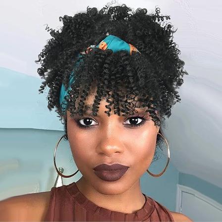 10 inch Kinky Curly Headband Wig Human Hair
