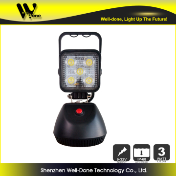 Portable rechargeable battery powered led magnetic work light