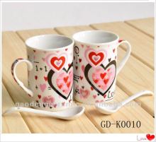 couple coffee mug with cute spoon