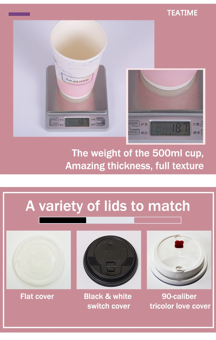 Coffee Cup Disposable with Cover Anti-Scalding Hot Drink Milk Tea Paper Cup Custom Commercial