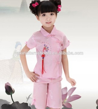 children beautiful silk short sleeves suit,short-sleeves suit,gilrs short-sleeves suit CK040