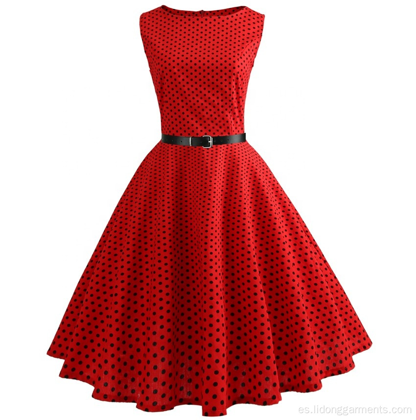 Mujeres Party Vintage Vintage Polka Vestido retro personalizado