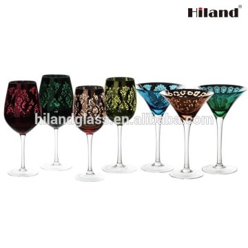 Promotional wholesale decorated electroplated martini glass set