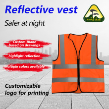 6 zipper knitted fabric safety vest orange