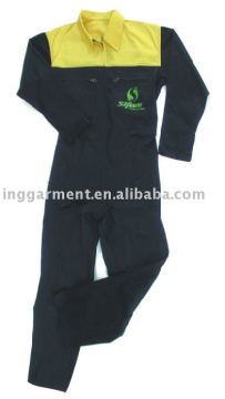 Black Coton Uniform Coverall with Contrast Shoulder